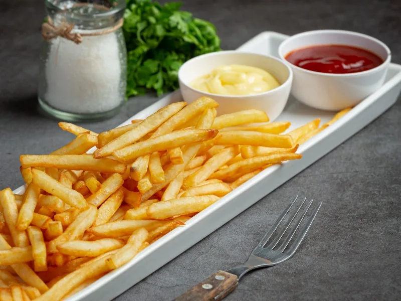 Papas fritas bastón con cheddar