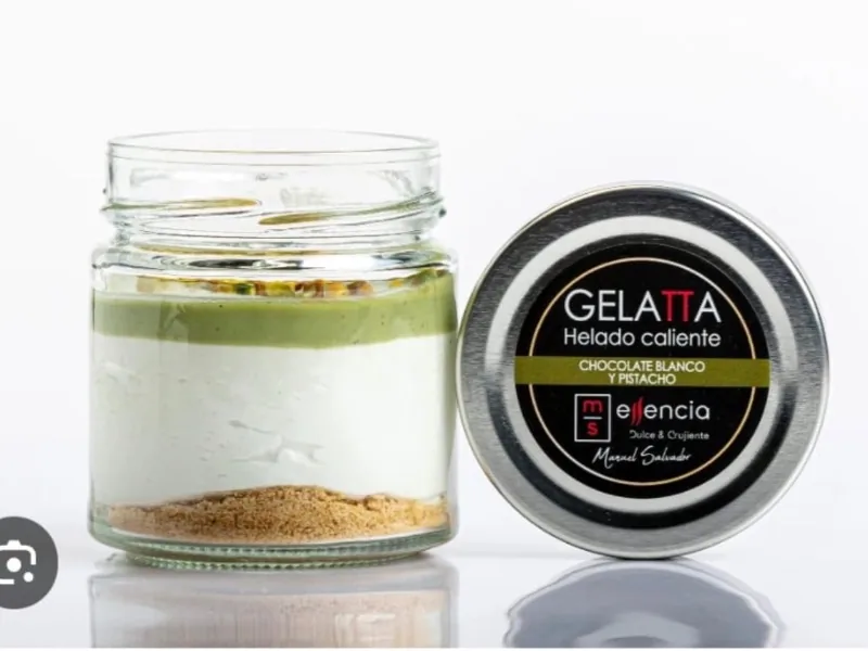 Helado caliente chocolate blanco y pistacho