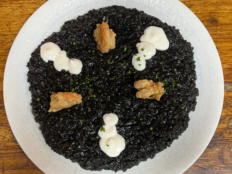 Black rice with lime mayonnaise